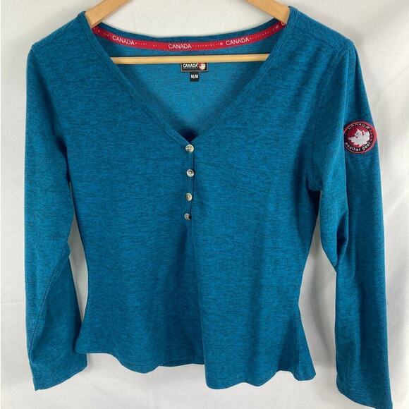 Canada Weathergear Button V Neck Top Size medium - Picture 1 of 5